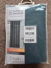 Image of Catherine Lansfield Wilson Thermal Blackout Green Eyelet Curtains (66" x 54")