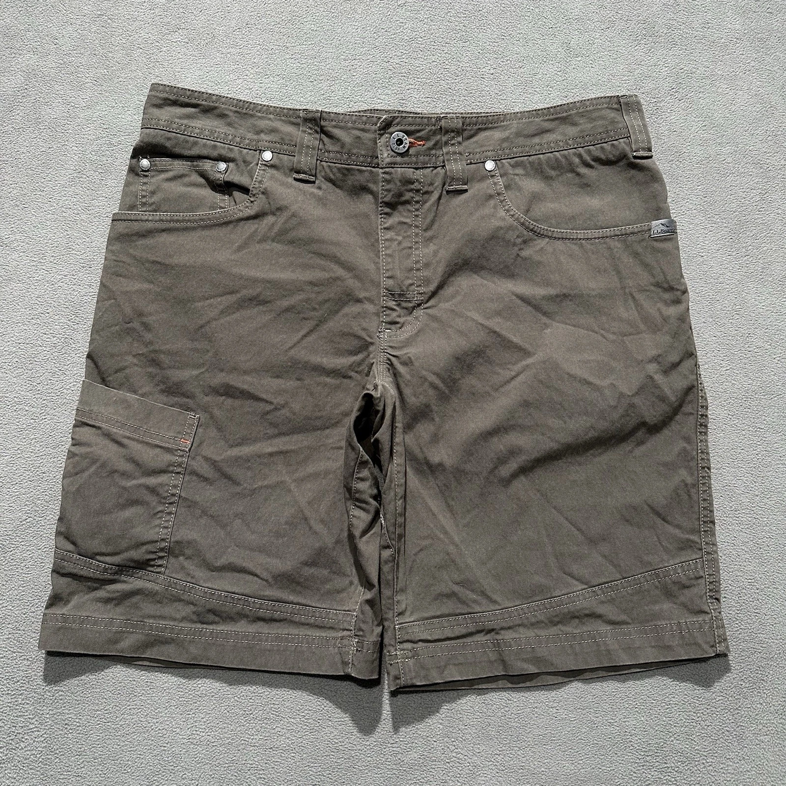 LL Bean Cresta Hiking Shorts Men 34 Brown Cargo Pockets 9" Inseam Outdoor 509456