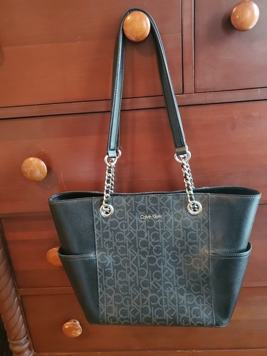 Calvin Klein black purse leather with silver hardware | eBay