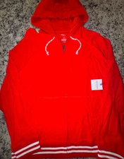 Mens New NWT XL Extra Large Bright Orange Zip Up Jacket with Hood by Arizona