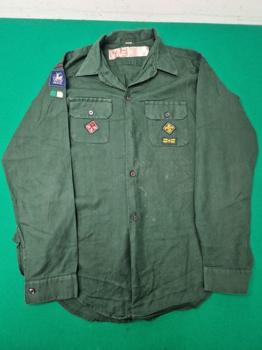 Vintage 1960s Long Sleeve Boy Scout Shirt & Patches Merchant Taylors School
