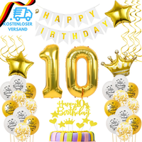 Luftballons 10. Geburtstag Junge MäDchen Deko Gold Tortendeko 10. Geburtstag Jun