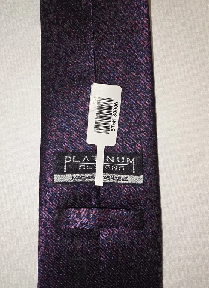 Platinum Designs Azul Oscuro Negro y Borgoña Estampado Floral Estrecho Premium... Foto 3 de 4