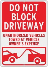 Large 14x10 Reflective Do Not Block Driveway Sign - Rust-Free Aluminum Quality
