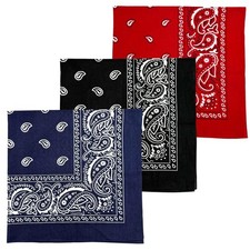 3 PCS 27x27" Extra Large 100 Cotton Paisley Bandanas for Men Women