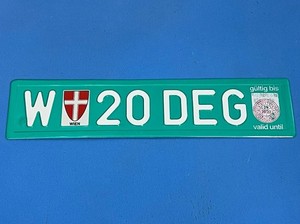 Austria Vienna License Plate W 20 DEG • Original Reflective EU Plate
