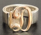 Vintage Handcrafted Sterling Silver 14K Yellow Gold Letter Initial D Ring 5.5-6