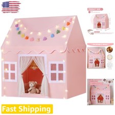 Pink Kids Play Tent w/ Star Lights  Tassel Garland - Magical Hideaway Gift