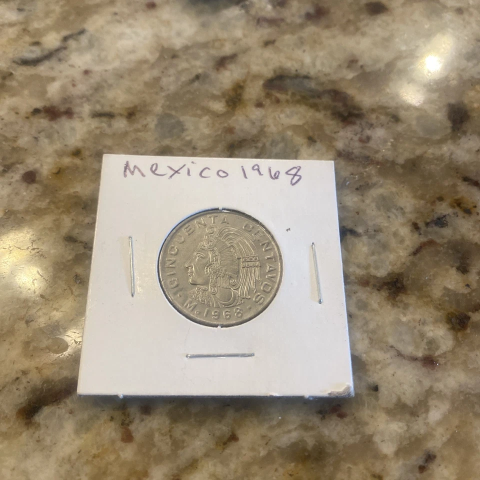 Moeda de cobre níquel México 50 centavos Cincuenta - 1968 - - Imagem 2 de 4