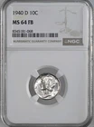 1940-D  10C  MERCURY SILVER DIME  "FULL BANDS"  NGC MS64 FB #8345181-068 -TONING