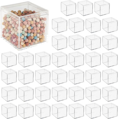 40 Pcs Acrylic Boxes - Clear Small Square Display Boxes, 2.2 X 2.2 X 2.2 In, wit