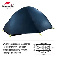 Cycling Tent 1 Person Ultralight Backpacking Tent Double Layer Fishing Beach Ten