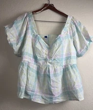 New Old Navy Top Pastel Babydoll 3X Coastal Boho Cottagecore Vacation Prairie