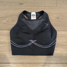 GYMSHARK Gray Purple Apex Seamless Sports Bra Active Workout Medium Support S