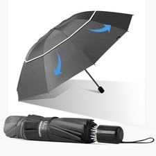 Extra Large Compact Umbrella Golf Size 54 inch arc Vented Canopy UV Protectio...