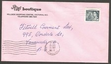 1972 RW Boutique Advertising Cover 8c Centennial Victoria BC