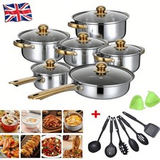 19 PCScookware set, including a non-stick saucepan, frying pan, and milk pan