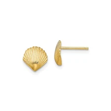 14k Yellow Gold Scallop Shell Post Earrings