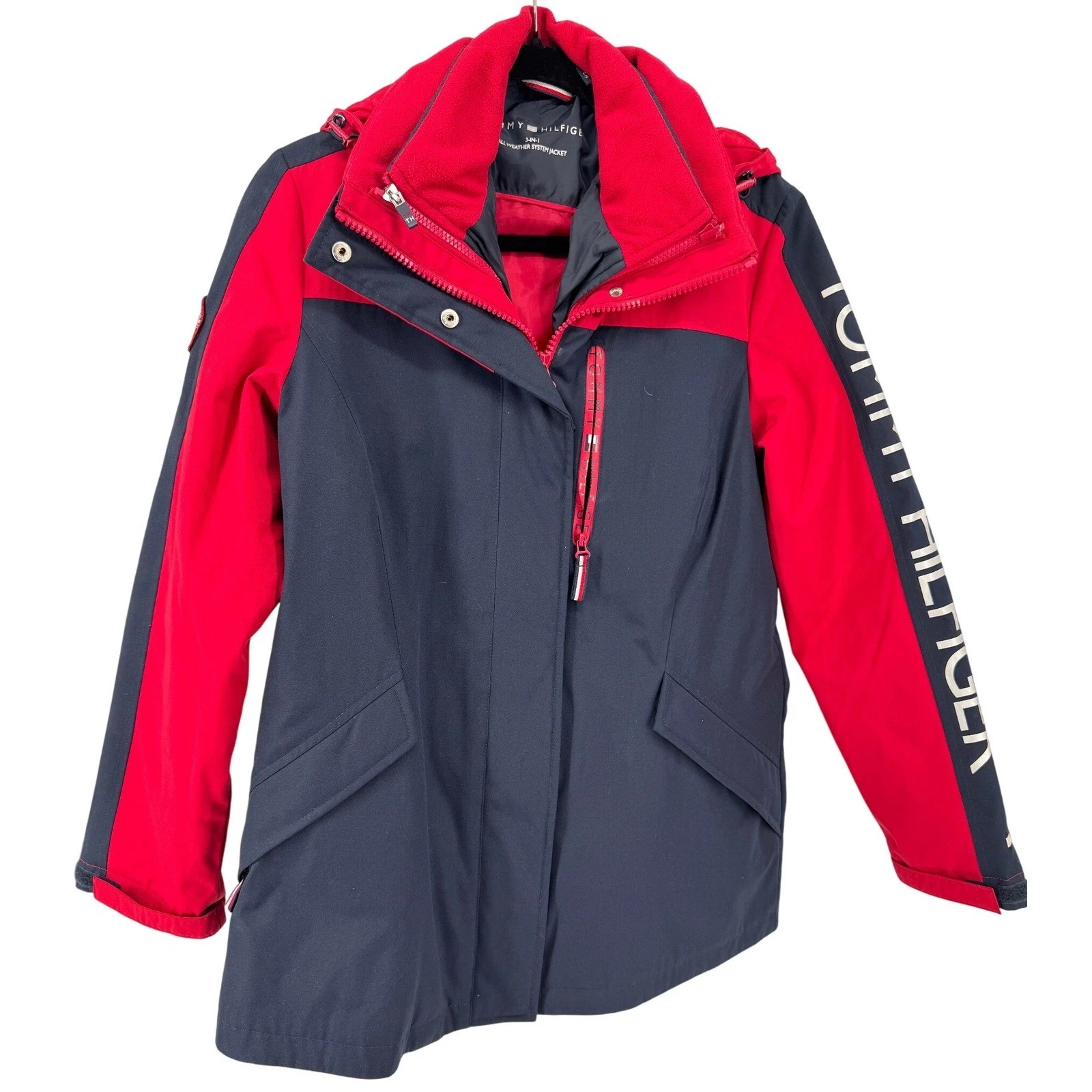 Tommy Hilfiger Men 3 in 1 All Weather System Jacket S Navy Red removable Lining