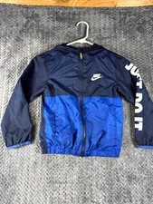 Nike Just Do It Windbreaker Jacket Boy 6-7 Years Blue Mesh Lined Hooded Full Zip