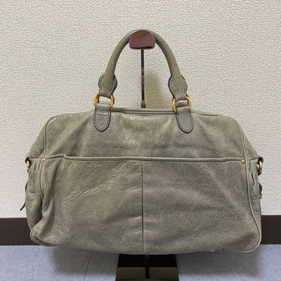 Miu Miu Tote Bag Handbag Shoulder Bag 2way Grey Leather | eBay