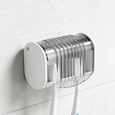 1 Pack Toothbrush Holder Wall Mounted with Cover for Bathroom, 2 Slots