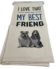 Primitives by Kathy Dog Dish Towel Bulldog Basset Hound Sunglasses Best Friend