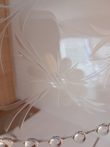 Candlewick Glass Serving Tray Platter Etched Flowers 14.5 inch Round - Picture 11 of 17