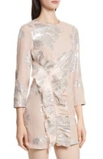 NWT self-portrait Metallic Fil Coup Ruffle Minidress - Size 6 D3259