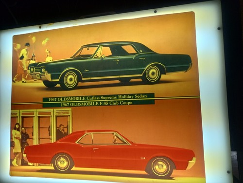 Vintage Original 1967 OLDSMOBILE F85 CUTLASS TRANSPARENT Showroom Dealer Sign - Picture 11 of 12