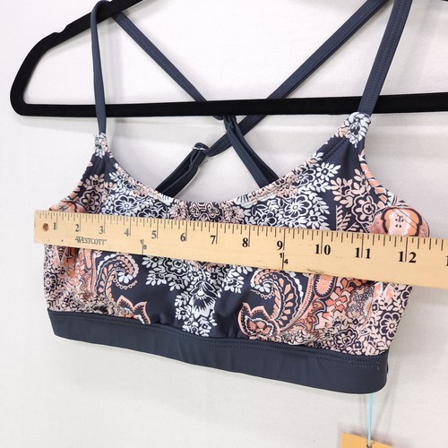 Kona Sol Boho Bikini Oberteil Damen klein grau Paisley Crossback gepolstert gefüttert - Bild 4 von 12