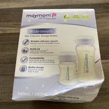 Maymom Wide-mouth Milk Storage Collection Bottle w SureSeal Sealing Disk; 6pc/Ai