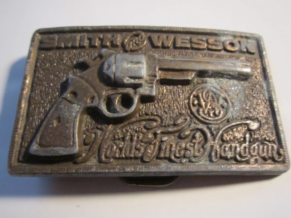 DE COLECCIÓN HEBILLA DE CINTURÓN SMITH & WESSON - LATÓN PESADO - GW-9 Foto 2 de 3