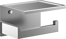 Brushed Nickel , Stick on Silver Toilet Paper Holder with Shelf