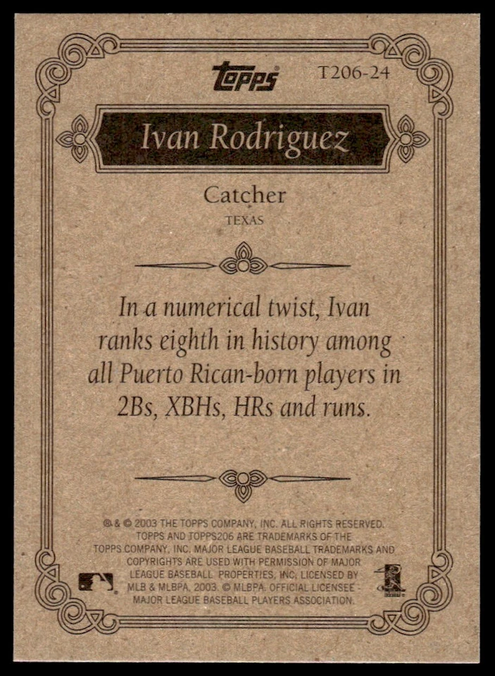 2002 Topps 206 Team Series 3 Ivan Rodriguez Texas Rangers #T206-24 - Image 2 of 2