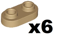 LEGO 6 New Dark Tan Plate Round 1 x 2 Open Studs Building Part 35480 DT02