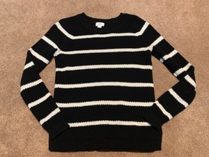 women's black and white striped sweater