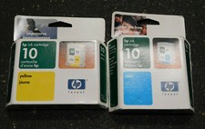 Lot of HP 10 Ink Cartridges, Cyan Yellow, Exp 2001/2004, New Old Stock