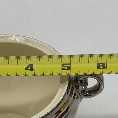 Vtg 1936 Taylor Smith Sugar Bowl USA 601 Ivory Silver Platinum Rings Lidded MCM - Picture 12 of 13
