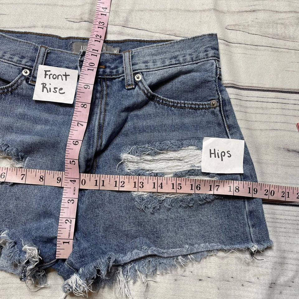 Pantalones Cortos de Jean Just USA Corte Desgastado Deshilachado Dobladillo Crudo Para Mujer Talla Mediana Denim Foto 4 de 4