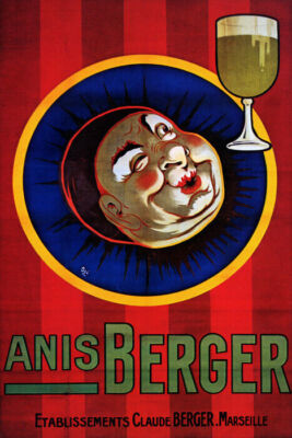 ANIS BERGER DRINK ANISE LIQUOR CLOWN FACE MARSEILLE FRANCE VINTAGE POSTER REPRO