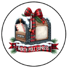 NORTH POLE EXPRESS MAILBOX CHRISTMAS ENVELOPE SEALS LABELS STICKERS PARTY FAVORS