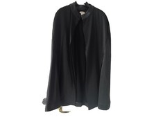 Black Cape Polyester With Leatherette Trim On Cuffs And Hem