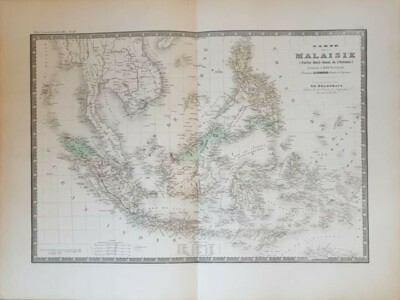 Karte von Malaysia - Brué / Levasseur 1875 Alte Landkarte