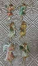 Lot - 6 Merrimack Die Cut Cardstock Christmas Ornament Angels Angel Fern Garland