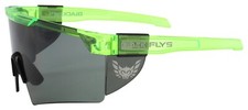 BRAND NEW Black Flys Sunglasses FLY SHIELD NEON GREEN SMOKE LENS LIMITED SAFETY