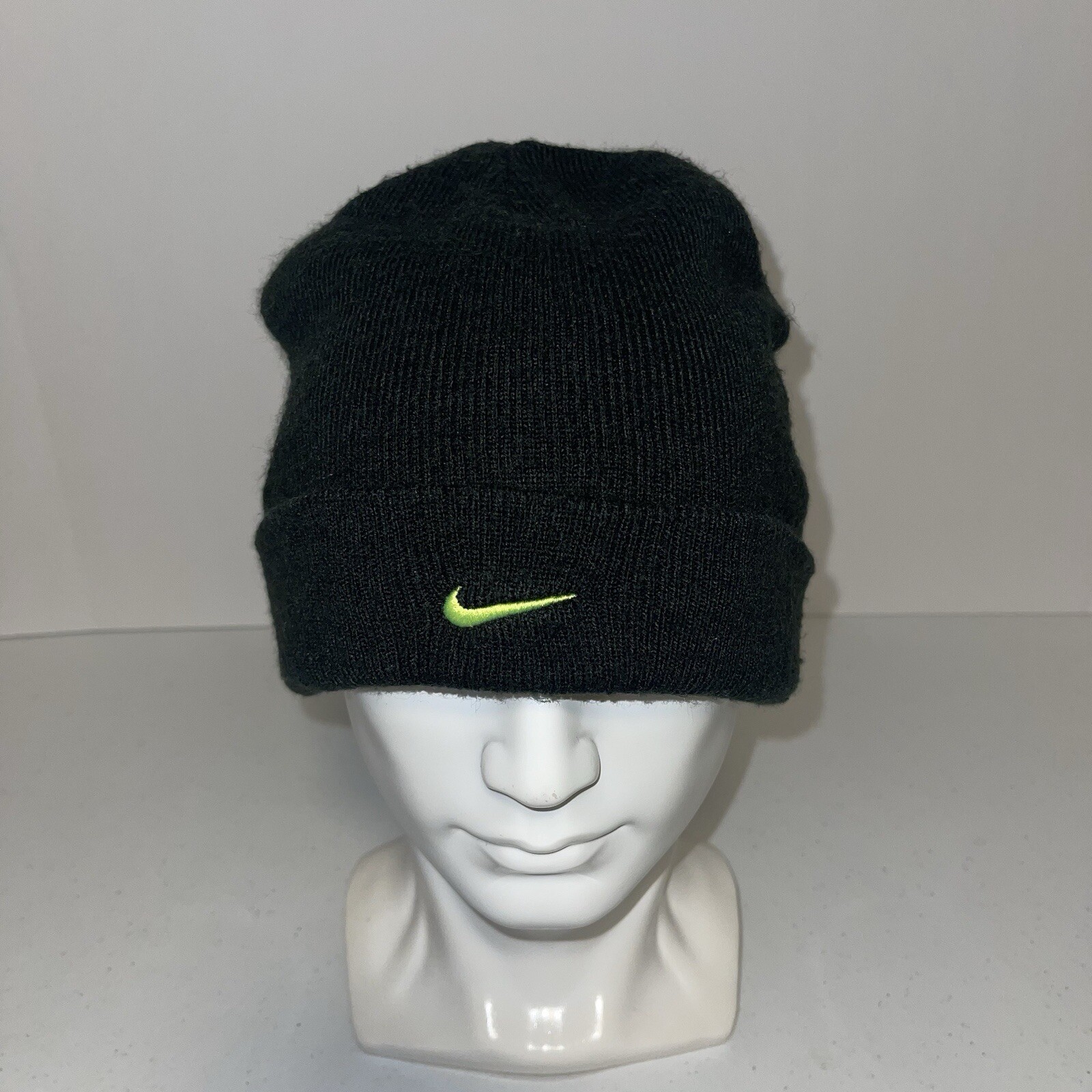 Vintage Y2K Center Swoosh Nike Beanie Winter Hat Cap Dark Grey With Mini Swoosh