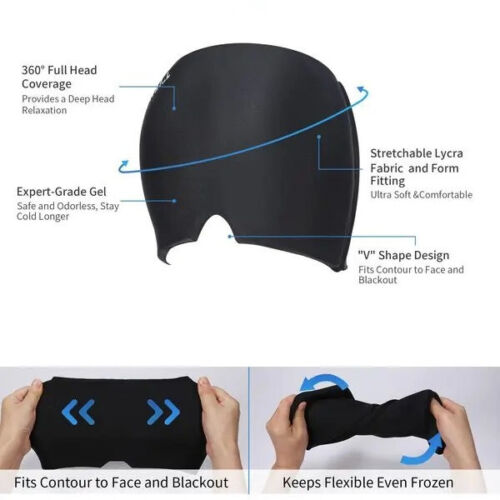Ice Cap Tension Headache Migraine Relief Mask Heat Cold Therapy Hat Headache UK - Picture 9 of 17