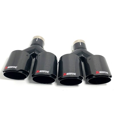 2PCS ID: 2,5 ''OD: 4'' Akrapovic Abgasspitze glänzende Kohlefaser Quad Pipe