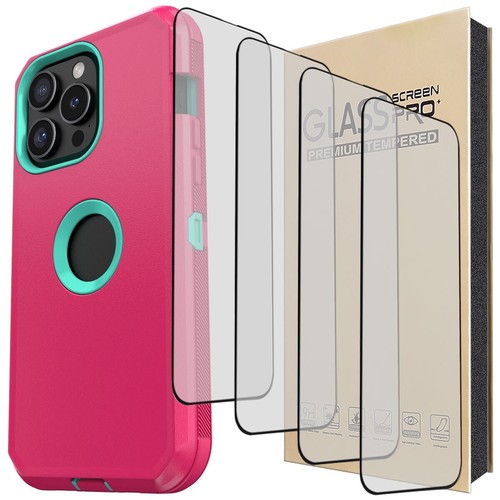 For iPhone 15 Pro Max Plus Case Heavy Duty Shockproof Phone Cover Tempered Glass - Picture 33 of 56